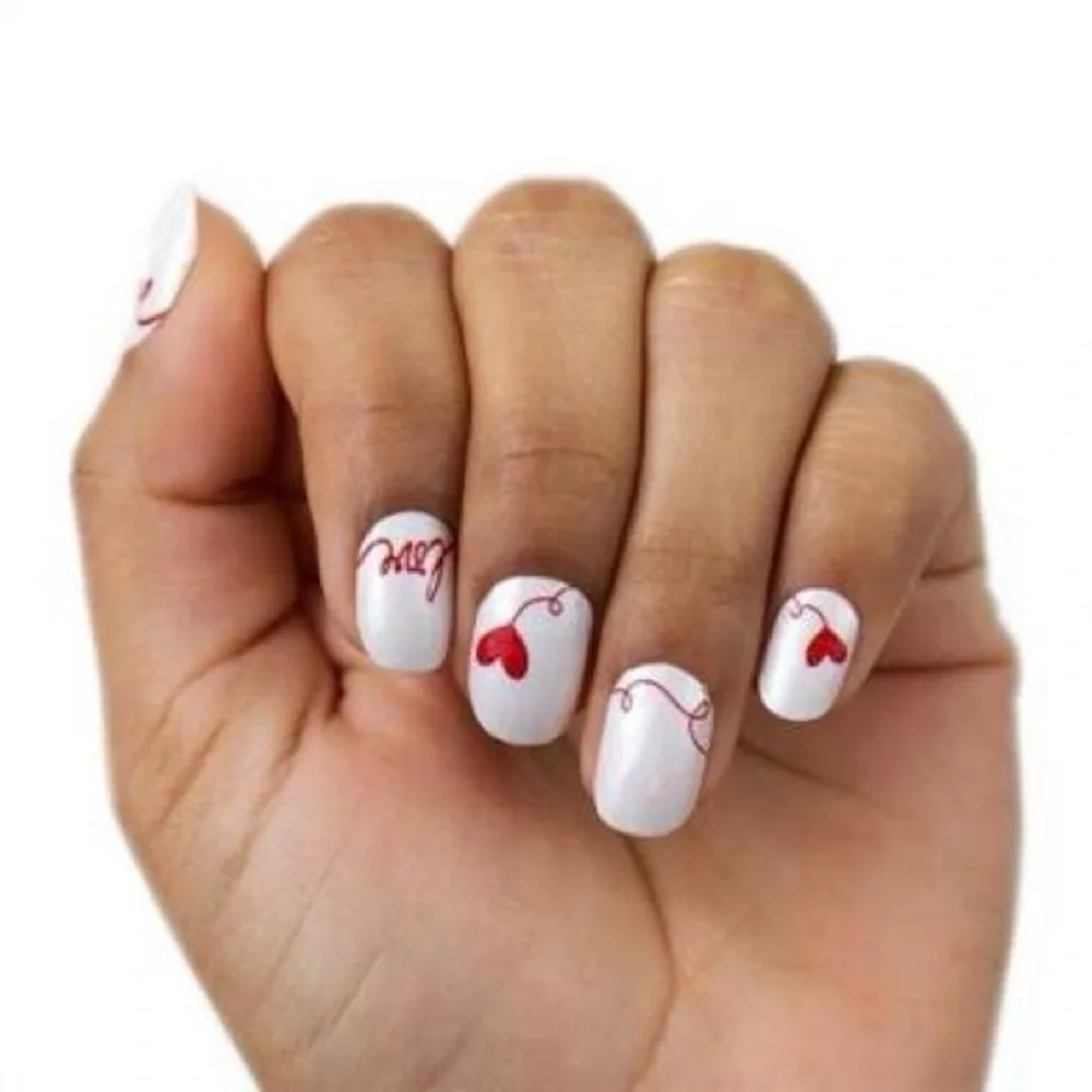 LOVE LETTER Retired Color Street Red & White Valentine’s Day Nail Set Love Nails - Picture 5 of 7